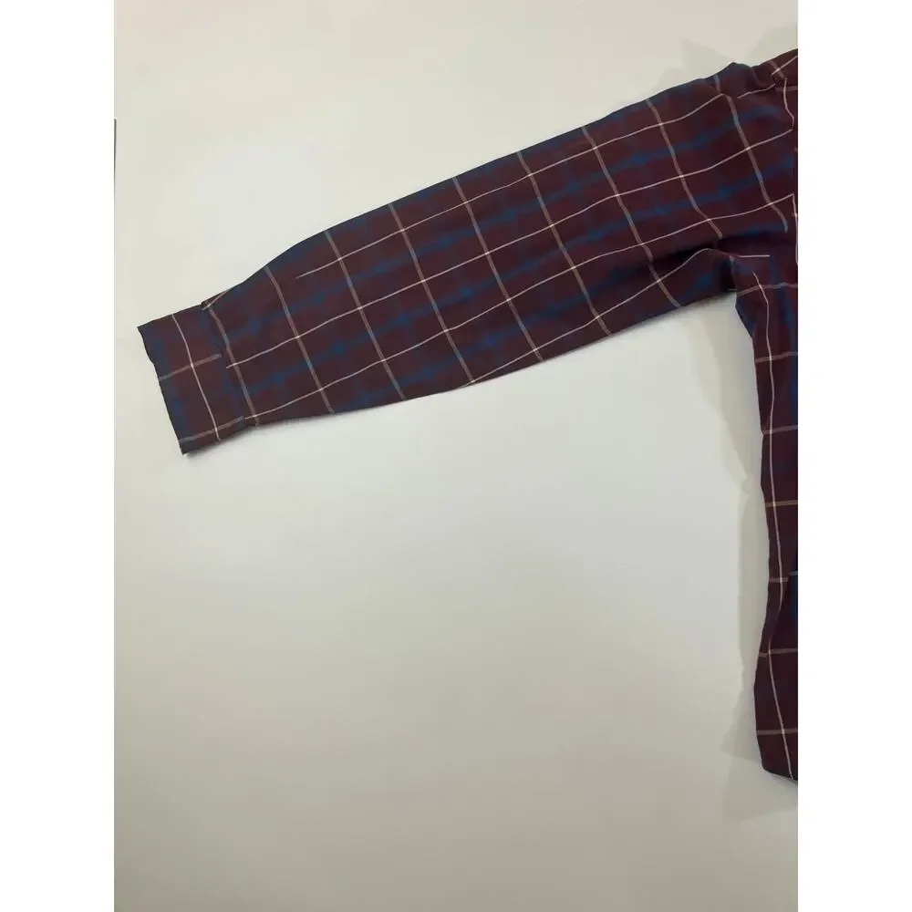 Vintage Hathaway Philadelphia Poplin Shirt Men L Plaid Made Hong Kong Button Up